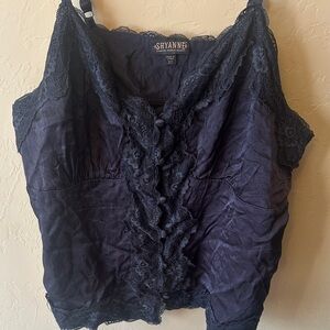 Black lace button up